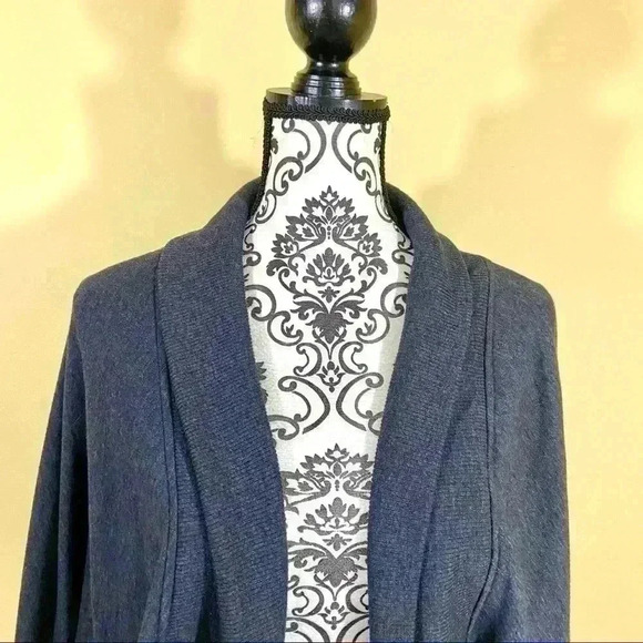 Davina Charcoal Open Front Cardigan Shrug Sweater - Picture 2 of 11